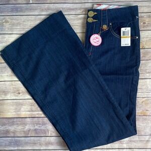 Luxirie by LRG Women 29 Dark Wash Wide Leg Flare Jeans/Trousers Gold NWT